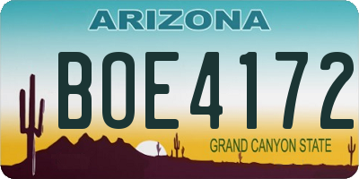 AZ license plate BOE4172