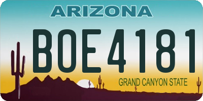 AZ license plate BOE4181
