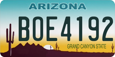 AZ license plate BOE4192