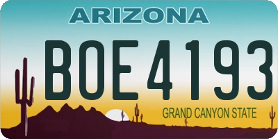 AZ license plate BOE4193