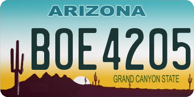 AZ license plate BOE4205