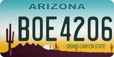 AZ license plate BOE4206