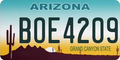 AZ license plate BOE4209