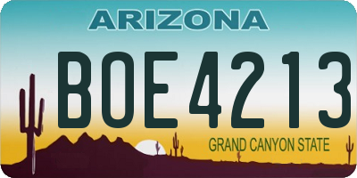 AZ license plate BOE4213