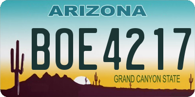 AZ license plate BOE4217