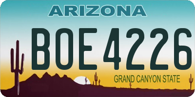 AZ license plate BOE4226