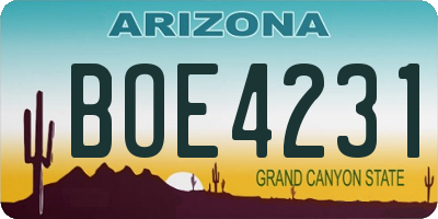 AZ license plate BOE4231