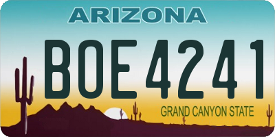 AZ license plate BOE4241