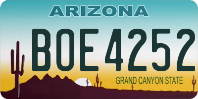 AZ license plate BOE4252