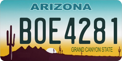 AZ license plate BOE4281