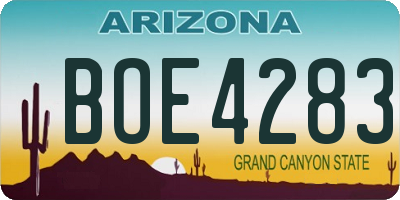 AZ license plate BOE4283