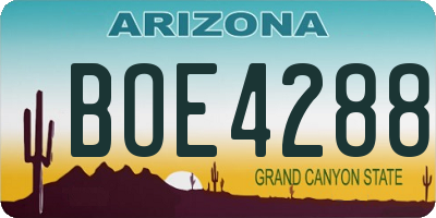 AZ license plate BOE4288