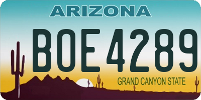 AZ license plate BOE4289