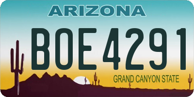 AZ license plate BOE4291