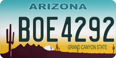 AZ license plate BOE4292