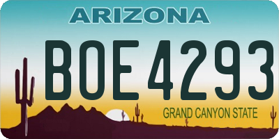 AZ license plate BOE4293
