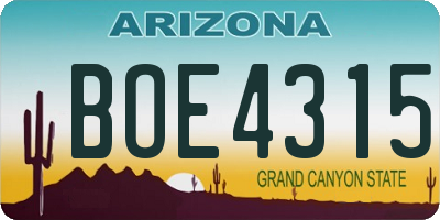 AZ license plate BOE4315