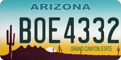 AZ license plate BOE4332