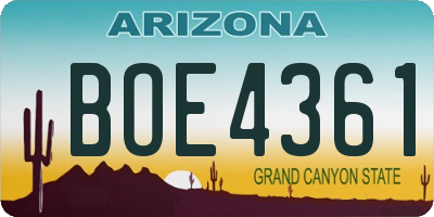 AZ license plate BOE4361