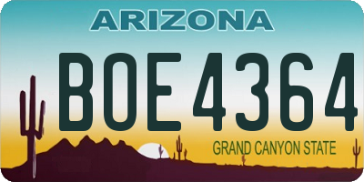AZ license plate BOE4364
