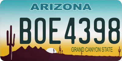 AZ license plate BOE4398