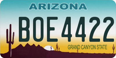 AZ license plate BOE4422