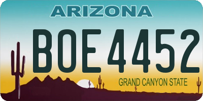 AZ license plate BOE4452