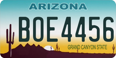 AZ license plate BOE4456