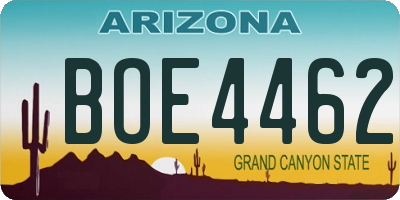 AZ license plate BOE4462