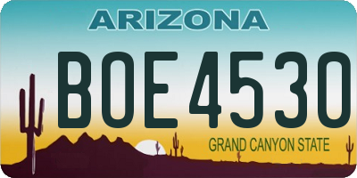 AZ license plate BOE4530
