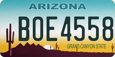 AZ license plate BOE4558