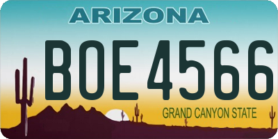 AZ license plate BOE4566
