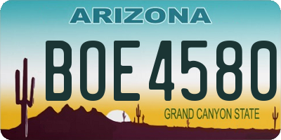 AZ license plate BOE4580