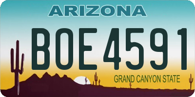 AZ license plate BOE4591