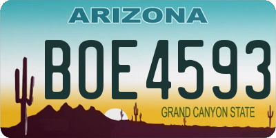 AZ license plate BOE4593