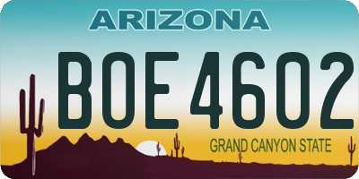 AZ license plate BOE4602