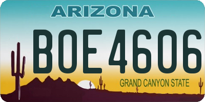 AZ license plate BOE4606