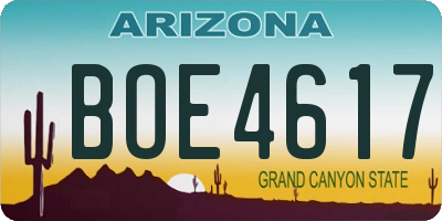 AZ license plate BOE4617