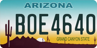AZ license plate BOE4640