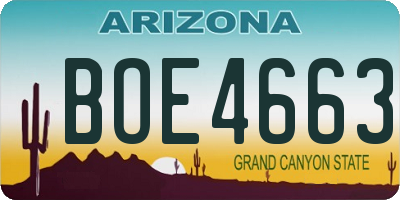 AZ license plate BOE4663