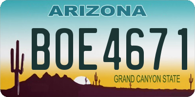AZ license plate BOE4671