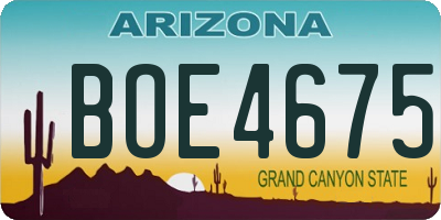 AZ license plate BOE4675
