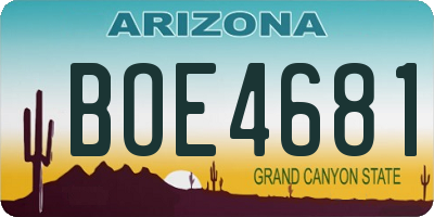 AZ license plate BOE4681