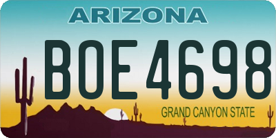 AZ license plate BOE4698