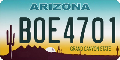 AZ license plate BOE4701