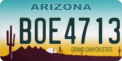AZ license plate BOE4713