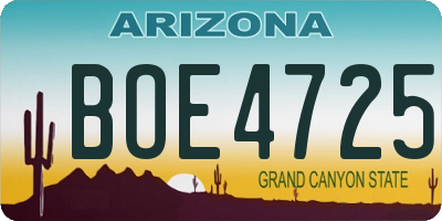 AZ license plate BOE4725