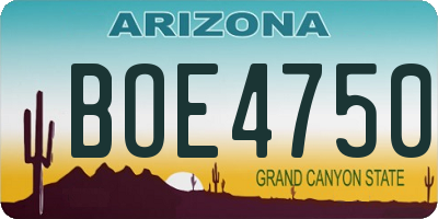 AZ license plate BOE4750