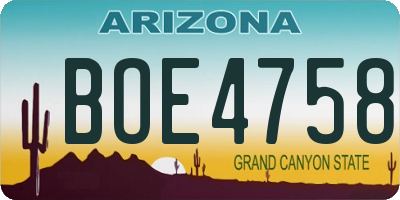 AZ license plate BOE4758