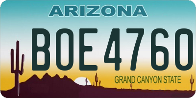 AZ license plate BOE4760